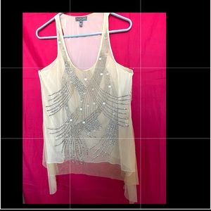 Sachin + Babi tulle top blouse rhinestones elegant size Large